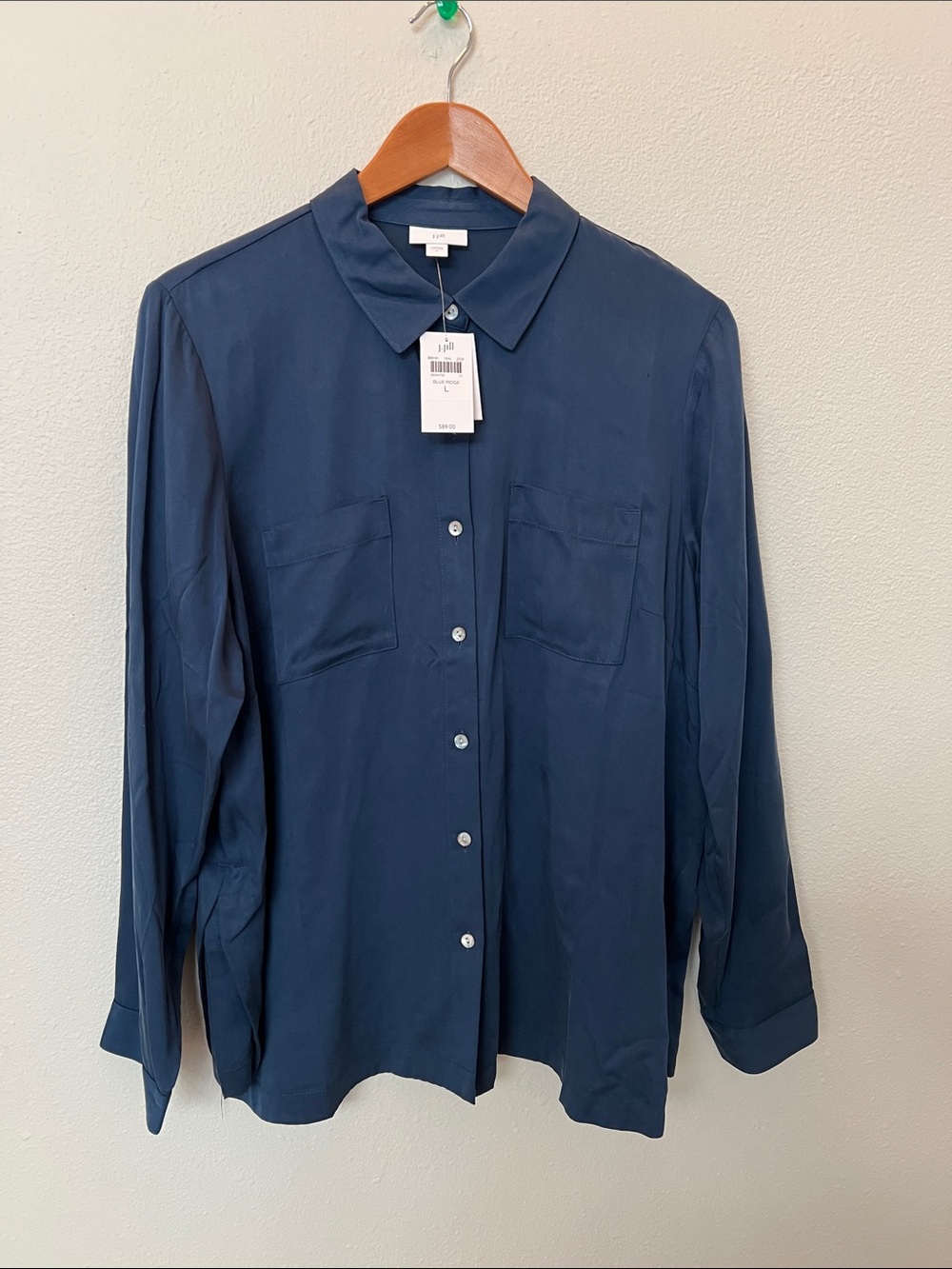 J. Jill Navy Button-Front Casual Shirt